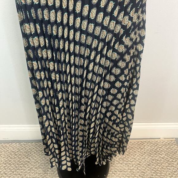 Banana Republic Skirt size 6 Navy Blue Orange Green Floral Sheer Maxi Pleated - Picture 5 of 10